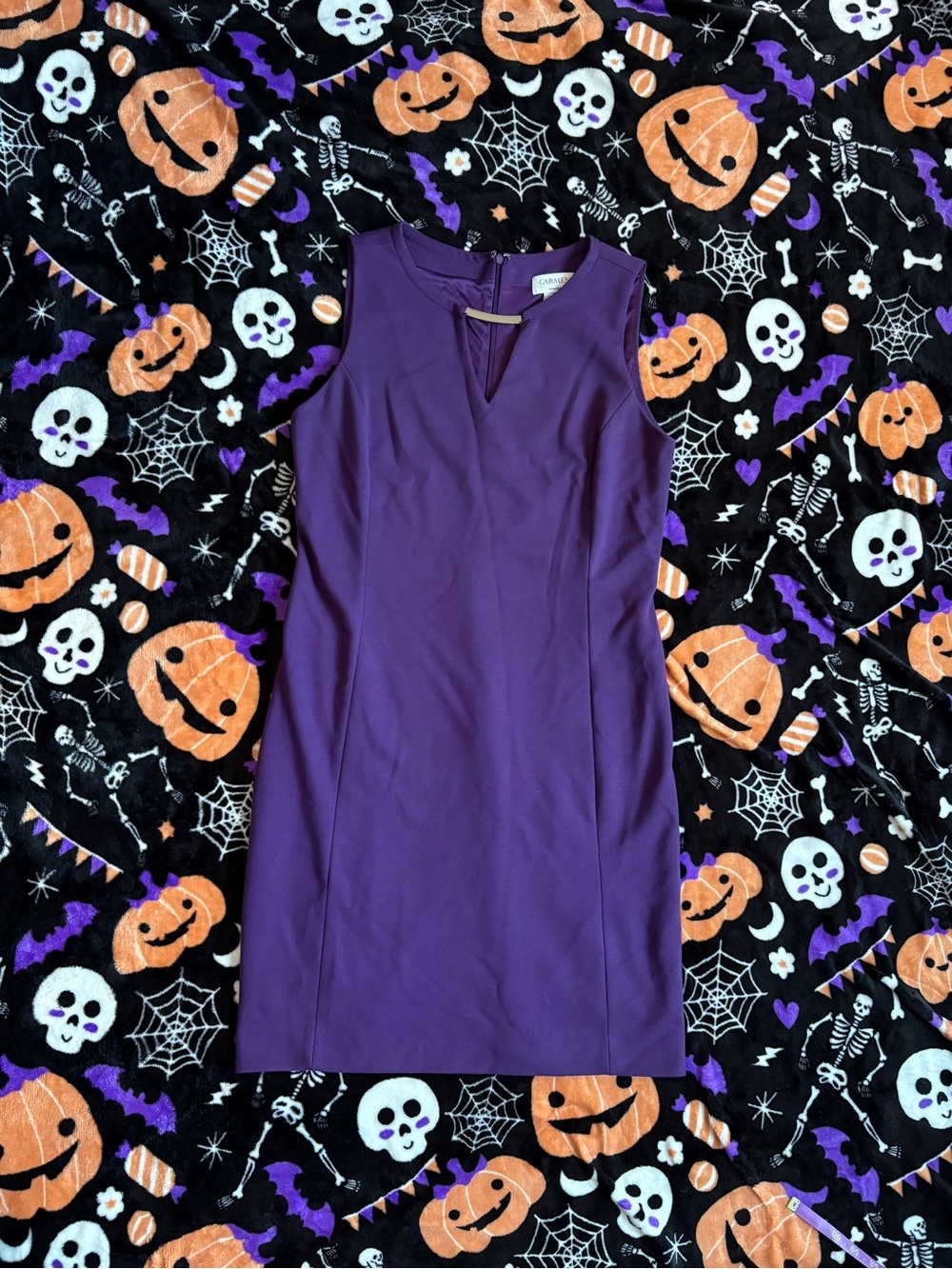 Purple Sleeveless Sheath Dress with Gold Detail